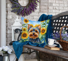 Load image into Gallery viewer, Yorkshire Terrier in Sunflowers Throw Pillow