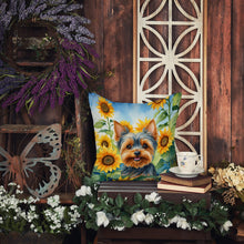 Load image into Gallery viewer, Yorkshire Terrier in Sunflowers Throw Pillow