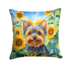 Load image into Gallery viewer, Yorkshire Terrier in Sunflowers Throw Pillow