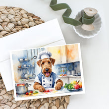 Load image into Gallery viewer, Airedale Terrier The Chef Greeting Cards - Blank Note Cards – 8-Pack of Artist-Designed Cards with Envelopes