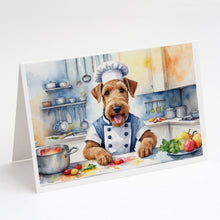 Load image into Gallery viewer, Airedale Terrier The Chef Greeting Cards - Blank Note Cards – 8-Pack of Artist-Designed Cards with Envelopes