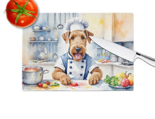 Load image into Gallery viewer, Airedale Terrier The Chef Glass Cutting Boards – Durable, Decorative Kitchen Art