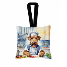 Load image into Gallery viewer, Airedale Terrier The Chef Hanging Square Fabric Ornament 3.5 × 3.5