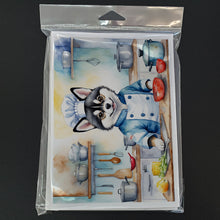 Load image into Gallery viewer, Alaskan Klee Kai The Chef Greeting Cards - Blank Note Cards – 8-Pack of Artist-Designed Cards with Envelopes