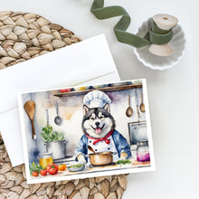 Load image into Gallery viewer, Alaskan Malamute The Chef Greeting Cards - Blank Note Cards – 8-Pack of Artist-Designed Cards with Envelopes
