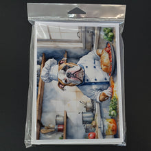 Load image into Gallery viewer, American Bulldog The Chef Greeting Cards - Blank Note Cards – 8-Pack of Artist-Designed Cards with Envelopes