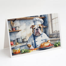 Load image into Gallery viewer, American Bulldog The Chef Greeting Cards - Blank Note Cards – 8-Pack of Artist-Designed Cards with Envelopes