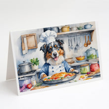 Load image into Gallery viewer, Australian Shepherd The Chef Greeting Cards - Blank Note Cards – 8-Pack of Artist-Designed Cards with Envelopes