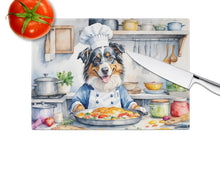 Load image into Gallery viewer, Australian Shepherd The Chef Glass Cutting Boards – Durable, Decorative Kitchen Art
