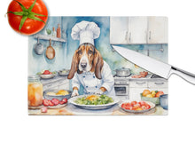 Load image into Gallery viewer, Basset Hound The Chef Glass Cutting Boards – Durable, Decorative Kitchen Art