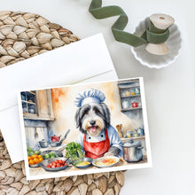 Load image into Gallery viewer, Bearded Collie The Chef Greeting Cards - Blank Note Cards – 8-Pack of Artist-Designed Cards with Envelopes