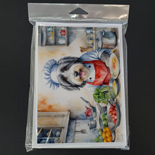 Load image into Gallery viewer, Bearded Collie The Chef Greeting Cards - Blank Note Cards – 8-Pack of Artist-Designed Cards with Envelopes