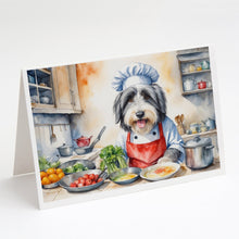 Load image into Gallery viewer, Bearded Collie The Chef Greeting Cards - Blank Note Cards – 8-Pack of Artist-Designed Cards with Envelopes