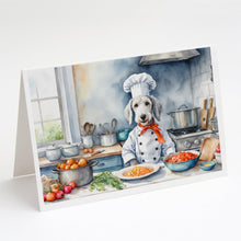 Load image into Gallery viewer, Bedlington Terrier The Chef Greeting Cards - Blank Note Cards – 8-Pack of Artist-Designed Cards with Envelopes