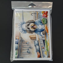 Load image into Gallery viewer, Bergamasco Sheepdog The Chef Greeting Cards - Blank Note Cards – 8-Pack of Artist-Designed Cards with Envelopes