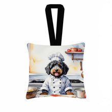Load image into Gallery viewer, Bernedoodle The Chef Hanging Square Fabric Ornament 3.5 × 3.5