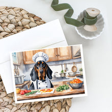 Load image into Gallery viewer, Black and Tan Coonhound The Chef Greeting Cards - Blank Note Cards – 8-Pack of Artist-Designed Cards with Envelopes