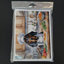 Load image into Gallery viewer, Black and Tan Coonhound The Chef Greeting Cards - Blank Note Cards – 8-Pack of Artist-Designed Cards with Envelopes
