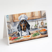 Load image into Gallery viewer, Black and Tan Coonhound The Chef Greeting Cards - Blank Note Cards – 8-Pack of Artist-Designed Cards with Envelopes
