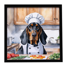 Load image into Gallery viewer, Black and Tan Coonhound The Chef Framed Metal Print