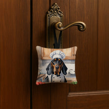 Load image into Gallery viewer, Black and Tan Coonhound The Chef Hanging Square Fabric Ornament 3.5 × 3.5