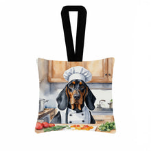 Load image into Gallery viewer, Black and Tan Coonhound The Chef Hanging Square Fabric Ornament 3.5 × 3.5