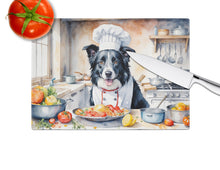 Load image into Gallery viewer, Border Collie The Chef Glass Cutting Boards – Durable, Decorative Kitchen Art
