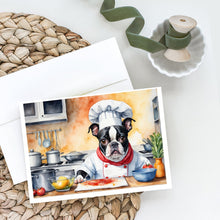 Load image into Gallery viewer, Boston Terrier The Chef Greeting Cards - Blank Note Cards – 8-Pack of Artist-Designed Cards with Envelopes