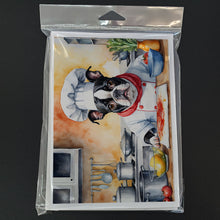 Load image into Gallery viewer, Boston Terrier The Chef Greeting Cards - Blank Note Cards – 8-Pack of Artist-Designed Cards with Envelopes