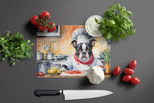 Load image into Gallery viewer, Boston Terrier The Chef Glass Cutting Boards – Durable, Decorative Kitchen Art