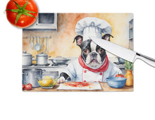 Load image into Gallery viewer, Boston Terrier The Chef Glass Cutting Boards – Durable, Decorative Kitchen Art