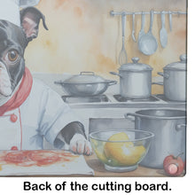 Load image into Gallery viewer, Boston Terrier The Chef Glass Cutting Boards – Durable, Decorative Kitchen Art