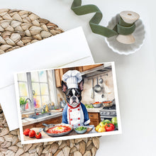 Load image into Gallery viewer, Boston Terrier The Chef Greeting Cards - Blank Note Cards – 8-Pack of Artist-Designed Cards with Envelopes