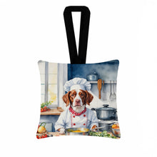 Load image into Gallery viewer, Brittany Spaniel The Chef Hanging Square Fabric Ornament 3.5 × 3.5
