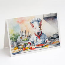 Load image into Gallery viewer, Bull Terrier The Chef Greeting Cards - Blank Note Cards – 8-Pack of Artist-Designed Cards with Envelopes