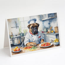 Load image into Gallery viewer, Bullmastiff The Chef Greeting Cards - Blank Note Cards – 8-Pack of Artist-Designed Cards with Envelopes