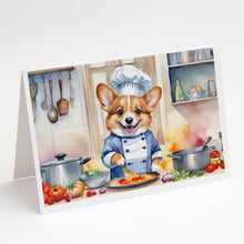 Load image into Gallery viewer, Corgi The Chef Greeting Cards - Blank Note Cards – 8-Pack of Artist-Designed Cards with Envelopes