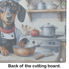 Load image into Gallery viewer, Dachshund The Chef Glass Cutting Boards – Durable, Decorative Kitchen Art