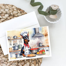 Load image into Gallery viewer, Doberman Pinscher The Chef Greeting Cards - Blank Note Cards – 8-Pack of Artist-Designed Cards with Envelopes