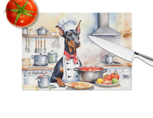 Load image into Gallery viewer, Doberman Pinscher The Chef Glass Cutting Boards – Durable, Decorative Kitchen Art
