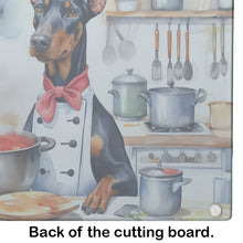 Load image into Gallery viewer, Doberman Pinscher The Chef Glass Cutting Boards – Durable, Decorative Kitchen Art