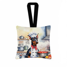 Load image into Gallery viewer, Doberman Pinscher The Chef Hanging Square Fabric Ornament 3.5 × 3.5
