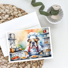 Load image into Gallery viewer, English Bulldog The Chef Greeting Cards - Blank Note Cards – 8-Pack of Artist-Designed Cards with Envelopes