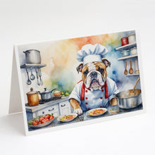 Load image into Gallery viewer, English Bulldog The Chef Greeting Cards - Blank Note Cards – 8-Pack of Artist-Designed Cards with Envelopes