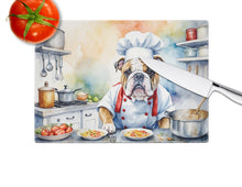 Load image into Gallery viewer, English Bulldog The Chef Glass Cutting Boards – Durable, Decorative Kitchen Art