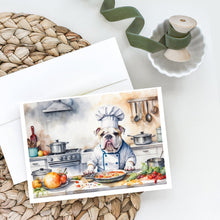 Load image into Gallery viewer, English Bulldog The Chef Greeting Cards - Blank Note Cards – 8-Pack of Artist-Designed Cards with Envelopes