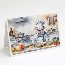 Load image into Gallery viewer, English Bulldog The Chef Greeting Cards - Blank Note Cards – 8-Pack of Artist-Designed Cards with Envelopes