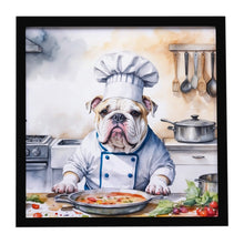 Load image into Gallery viewer, English Bulldog The Chef Framed Metal Print