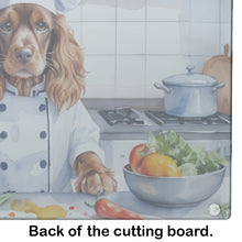 Load image into Gallery viewer, English Cocker Spaniel The Chef Glass Cutting Boards – Durable, Decorative Kitchen Art