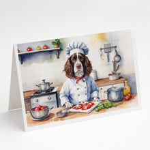 Load image into Gallery viewer, English Springer Spaniel The Chef Greeting Cards - Blank Note Cards – 8-Pack of Artist-Designed Cards with Envelopes